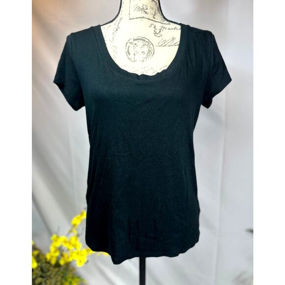 A New Day Short Sleeve T Shirt Scoop Neck Black size L - Picture 1 of 9